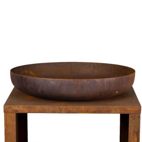 Esschert Design Fire Bowl with Wood Storage, 62 cm in Rust - When You're Outdoors