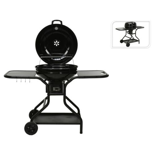 ProGarden Black Charcoal Grill on Wheels with Side Tables - When You're Outdoors