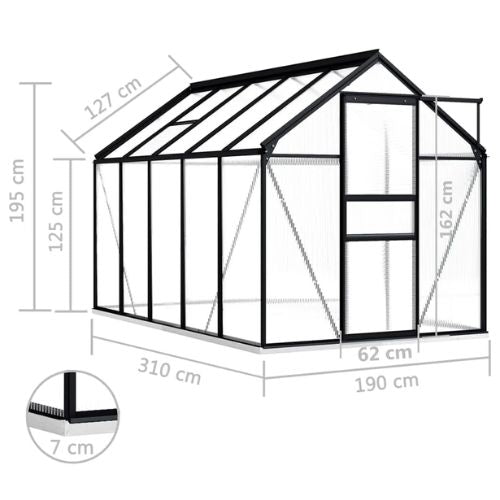 Greenhouse with a 5.89 m² Base and Aluminium Frame in Anthracite - When You're Outdoors