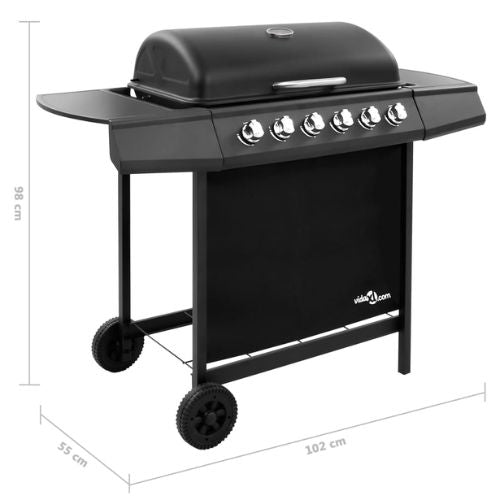 Gas BBQ Grill with 6 Burners in Black - When You're Outdoors