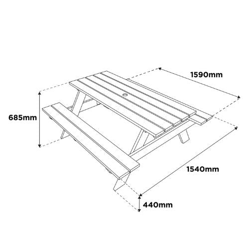 Appleton 6 Seater Wooden Picnic Bench