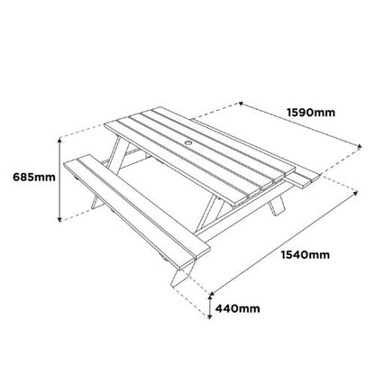 Appleton 6 Seater Wooden Picnic Bench