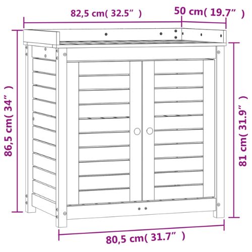 White Potting Table 82.5x50x86.5cm with Shelves in Solid Wood Pine - When You're Outdoors