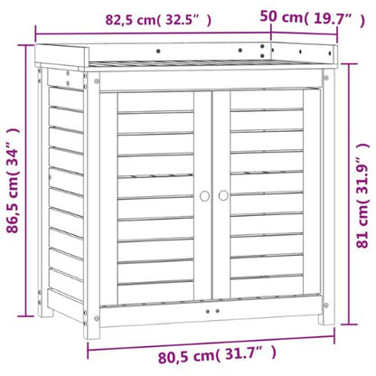 White Potting Table 82.5x50x86.5cm with Shelves in Solid Wood Pine - When You're Outdoors