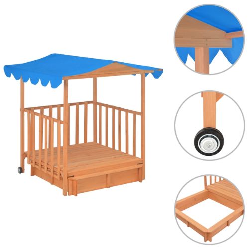 Kids Playhouse with Sandbox Fir Wood Blue UV50 Protected - When You're Outdoors