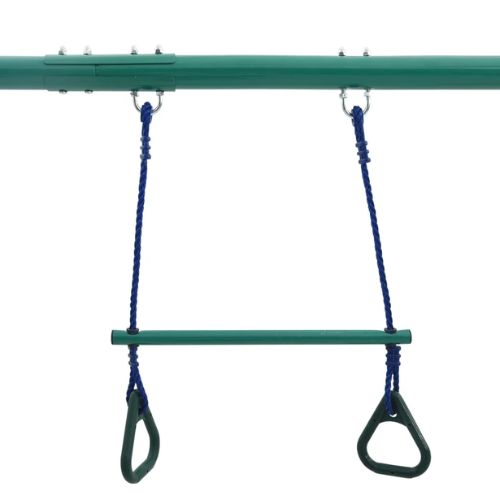 Swing Set with Gymnastic Rings and 4 Seats in Steel - When You're Outdoors