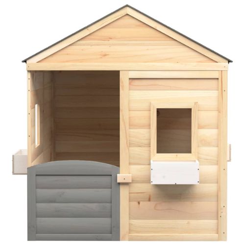 Playhouse with Lockable Door and Flower Pots Solid Wood Fir - Grey - When You're Outdoors