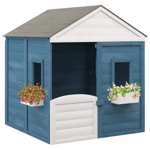 Playhouse with Lockable Door and Flower Pots Solid Wood Fir - Blue - When You're Outdoors