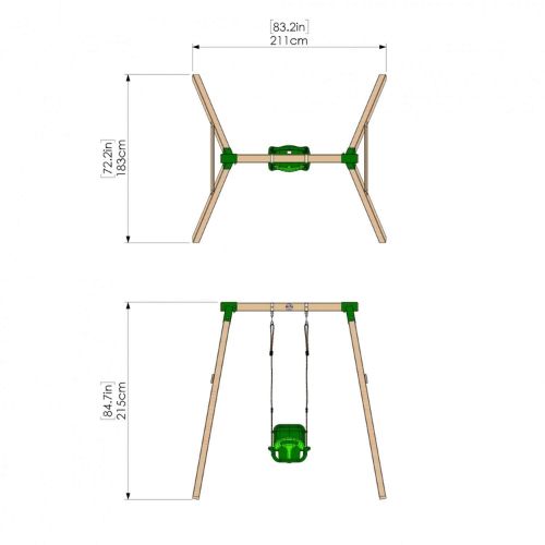 Little Rascals Wooden Single Swing Set with 3 in 1 Baby Seat