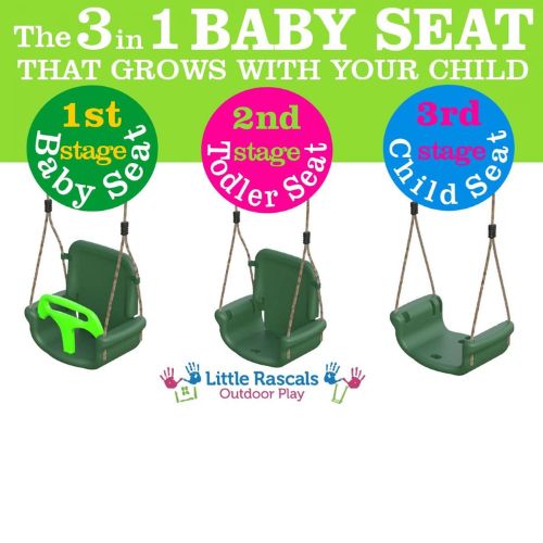 Little Rascals Wooden Single Swing Set with 3 in 1 Baby Seat