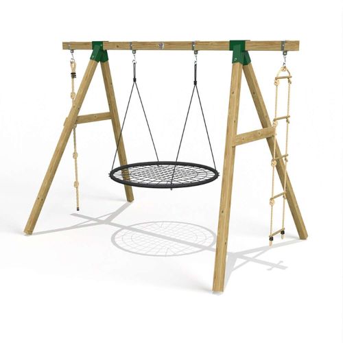 Little Rascals Wooden Single Swing Set with Nest Swing