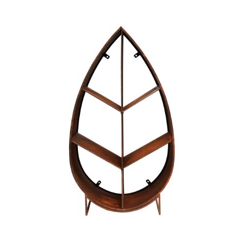 Leaf on Stand Sculptural Log Storage in Natural Rust - When You're Outdoors