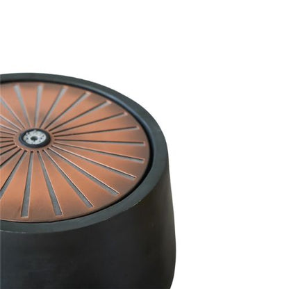 Solis Water Feature with Light Display on Stand in Charcoal & Aged Copper - When You're Outdoors