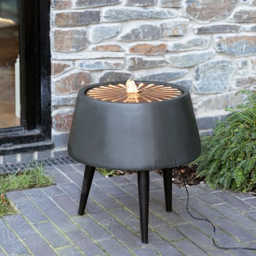 Solis Water Feature with Light Display on Stand in Charcoal & Aged Copper - When You're Outdoors