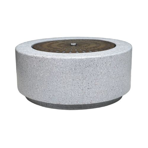 Solis Large Water Feature with Light Display in Terrazzo & Brass effect (Grey-Cement) - When You're Outdoors